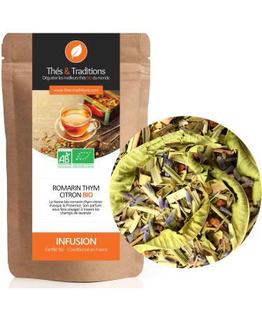 Th s & Traditions Organic Rosemary Thyme and Lemon Herbal Tea | 100g Loose Leaf Bag | Certified Organic Agriculture