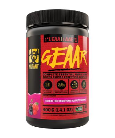 MUTANT GEAAR | 9.4g of EAA Powder + Arginine 7g of BCAAs 4g Leucine Electrolytes No Artificial Colours or Flavours | 30 Servings | Tropical Fruit Punch | 378g Tropical Fruit Punch 30 Servings (Pack of 1) - Buy Online on GoSupps.com