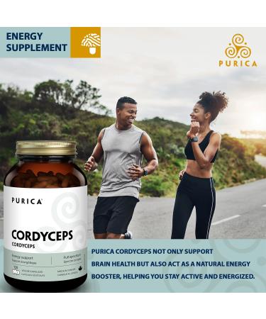 PURICA Cordyceps Mushroom Supplements 120 Vegan Caps 30-Day Supply Supports Energy Vitality Respiratory Wellness Kidney Care Lung Strength Soothing Comfort Non-GMO Gluten-Free & Easy to Digest - Buy Online on GoSupps.com