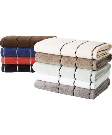 Luxury Cotton Towel Set - Quick Dry Zero Twist - 6 Piece Set - White/Black - Lavish Home - 12 x 12 - Buy Online on GoSupps.com