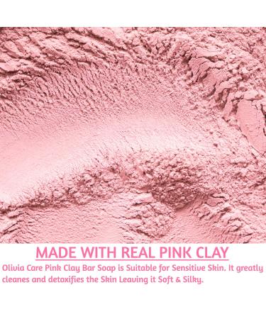 Olivia Care Pink Clay Bar Soap - 100% Natural Vegan & Organic - Face & Body Detox Exfoliate Hydrate Moisturize - 8 OZ - Buy Online on GoSupps.com