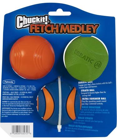 ChuckIt! Fetch Rubber Dog Ball Medley Strato Erratic Ultra Squeaker Balls for Dogs Durable High Bounce Launcher Compatible Dog Toy Gen 2 - 3 Pack Medium Multi Medium - Buy Online on GoSupps.com