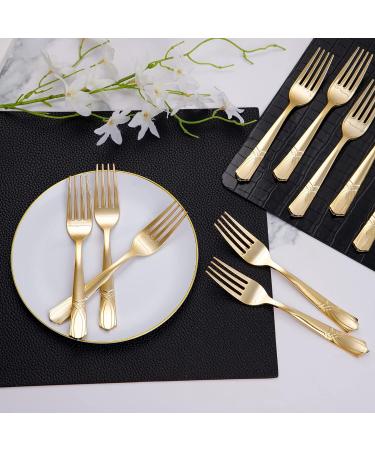 Supernal 400pcs Gold Disposable Forks - Heavy Duty Plastic Silverware for Parties, Weddings, Birthdays, Camping - Pack of 400 Gold Plastic Dessert Forks - Buy Online on GoSupps.com