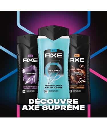 AXE - Gel Douche Homme 5en1 - Re-Load - 24h Hydratant - 87% d'Ingr dients d'origine naturelle - parfum frais & vivifiant - 400ml 400 ml (Lot de 1) Axe GD Supreme Reload 400ml - Buy Online on GoSupps.com