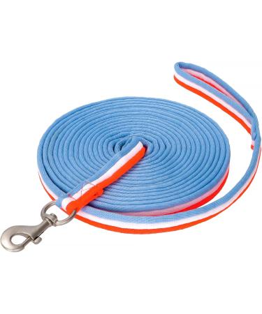 Shop 8m Equestrian Lunging Line - Soft Nylon Tug Line with Hand Loop & Carabiners | Orange/White/Turquoise - Buy Online on GoSupps.com