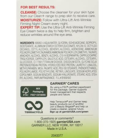 Garnier SkinActive Ultra-Lift Anti-Wrinkle Firming Night Cream 1.7 oz. 1.7 Ounce (Pack of 1) - Buy Online on GoSupps.com