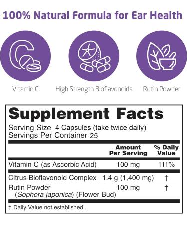 Silent Ears Tinnitus Relief Capsules with Bioflavonoids & Vitamin C - USA Made (200 Capsules, 1400mg) - Pack of 2 - Buy Online on GoSupps.com