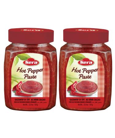 Sera Hot Pepper Paste 25.4 Oz Jar (2 PACK) | No Sugar | No Artificial Preservatives | Add a Unique Peppery and Spicy Flavor to Your Dishes | Great as a Spread or In Sandwiches!