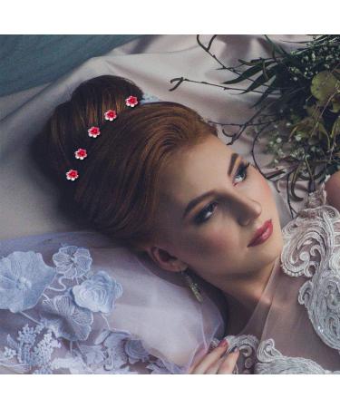 Crystal Rose Flower Hair Pin Clip for Wedding & Prom - 10 Pack Red | HAR1010 - Buy Online on GoSupps.com