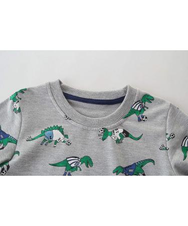 Dinosaur Sweatshirt for Boys | Cotton Long Sleeve Pullover Top for Kids | Toddler Girls Shirts | Baby Clothes 4-5 Years Grey - Buy Online on GoSupps.com