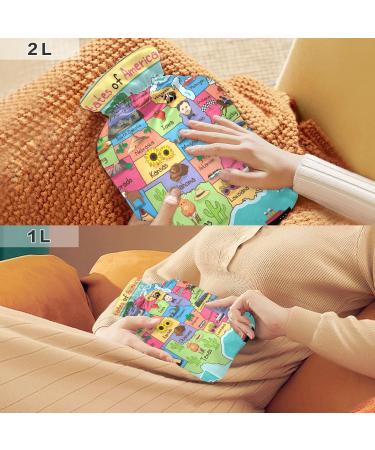 Hot Water Bottle with USA Map Cover - 1L Small Pain Relief Solution for Bed | Ideal for Comfort Without Hand & Feet - Buy Online on GoSupps.com