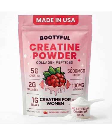 Creatine for Women Booty Builder Packed with Collagen, Biotin, BCAAs, Hyaluronic Acid, Vitamin C & Creatine Monohydrate Powder Lean Muscle & Skin Hydration Support Pink Lemonade, 30 Servings 9.17 Ounce (Pack of 1)