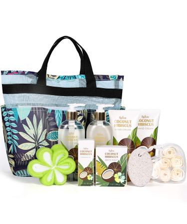 Fathers Day Gifts  Spa Gift Basket for Women Men  Coconut Bath and Body Gift Set  Birthday Spa Gifts for Her  10 Pc Bath Set with Massage Oil  Bubble Bath. BFFLOVE Bath Gift Set for Women Mothers Day Gifts for Mom