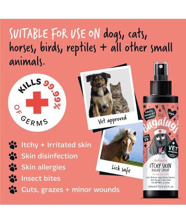 BUGALUGS itchy dog skin relief Antiseptic spray for dogs puppy cats & pets - Dog grooming Antibacterial Antifungal for dog itchy skin relief- use with our dog shampoo sensitive skin 200ml Spray - Buy Online on GoSupps.com