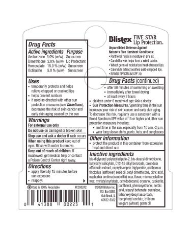 Blistex Five Star Lip Protection Lip Protectant/Sunscreen SPF 30 0.15 OZ - Pack of 3 | Buy More, Save More! - Buy Online on GoSupps.com