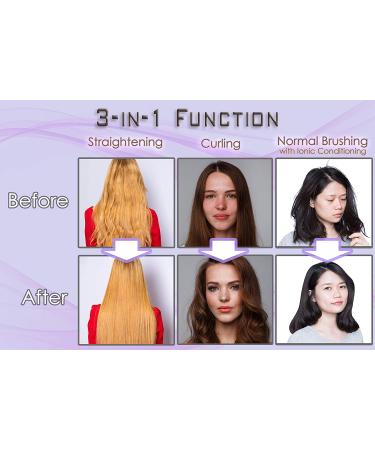Heated Styling/Curling Iron Brush | 3-in-1 Ceramic Ionic Hair Curler/Straightener | Anti-Scald Bristles | Free Travel Pouch | Electric Curl Wand - Buy Online on GoSupps.com