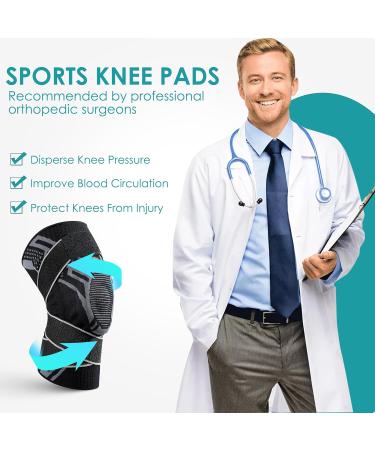 Achiou Knee Compression Sleeve - Adjustable Knee Brace for Pain Relief Stabilizers & Gel Pad - Support for Meniscus Tear Running Workouts - Medium Grey for Men & Women - Buy Online on GoSupps.com