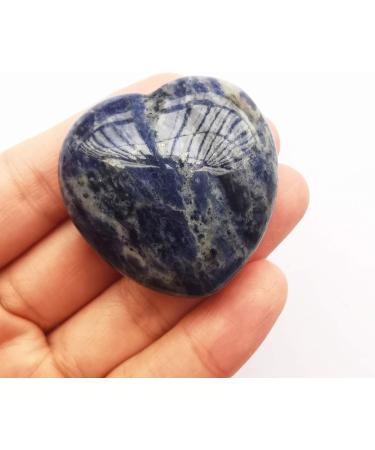 Manekieko Natural Sodalite Palm Worry Heart Stone - 40mm Healing Crystals for Love & Wellbeing | International Shipping - Buy Online on GoSupps.com