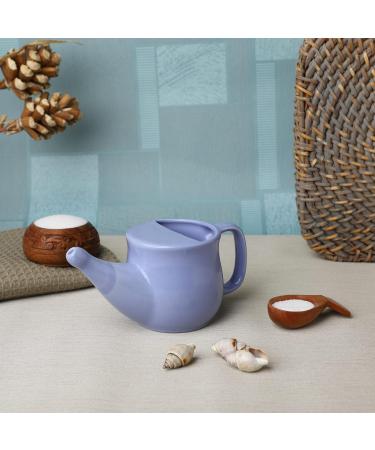 Ceramic Neti Pot Set with 5 Sachet Neti Salt - Spill Proof, Microwave Safe - Light Voilet Color - 250 ML - Buy Online on GoSupps.com