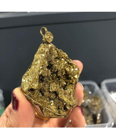 Specimen Healed 1PC Natural Citrine Cluster Pendant Aura Crystal Electroplating Titanium Quartz Cluster Stone Natural Quartz Crystal As a Gift - Buy Online on GoSupps.com