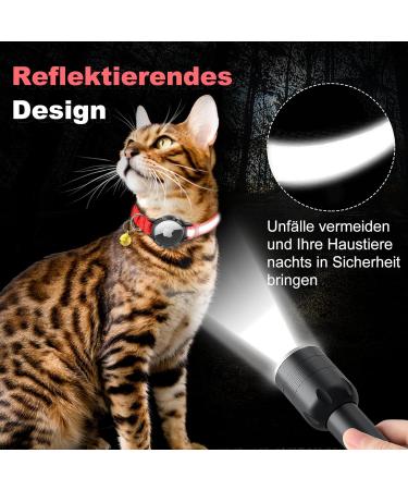 Airtag Cat Neck Band - Waterproof Reflective Collar for Kittens & Small Dogs | Safety Clasp & Elastic Adjustable (Red S 23-33cm) - Buy Online on GoSupps.com