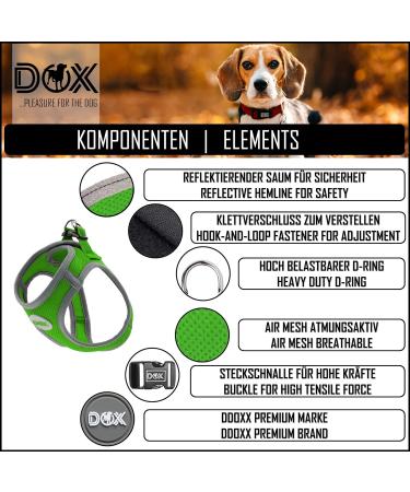 Ddoxx Reflecting Airmesh Step-in Dog Harness - Adjustable Green Puppy Vest for All Sizes (L) - Breast Size: 43-48 cm - Buy Online on GoSupps.com