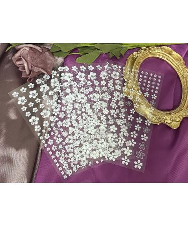 White Cherry Blossom Nail Art Stickers - 4 Sheets Self-Adhesive Decals for DIY Acrylic Nails - Buy Online on GoSupps.com