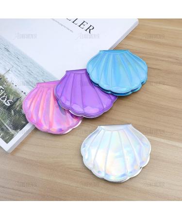 4 Pack Glitter Shell Double-Sided Makeup Mirrors - Portable and Compact for Women and Girls - Buy Online on GoSupps.com