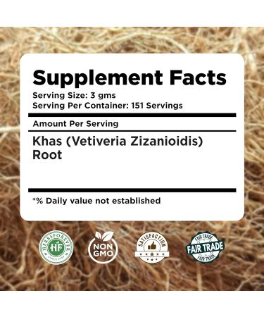 Herbsforever Khas Powder | Vetiveria Zizanioides | Natural Dietary Fiber | Non-GMO Vegan Gluten-Free | 454 GMS - Buy Online on GoSupps.com