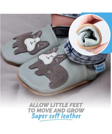 Bridget Bulldog Grey Soft Sole Leather Baby Shoes for Boys and Girls 0-6 Months - Buy Online on GoSupps.com
