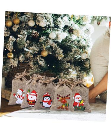 LALAFINA 10pcs Christmas Drawstring Bag Candy Bags Snack Bags Packing Bag Xmas Drawstring Bag Linen - Buy Online on GoSupps.com