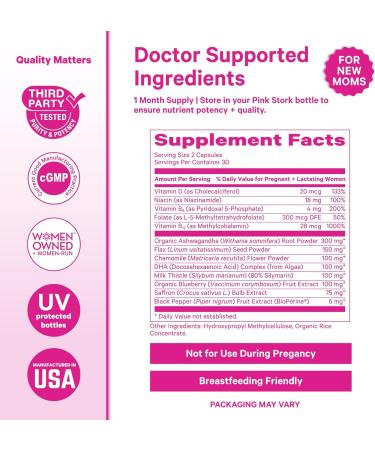 Pink Stork Total Postnatal Multivitamin + Postpartum Mood Support - Folate B12 Ashwagandha Chamomile Support Nutrition Postpartum Mood and Stress Bundle - Buy Online on GoSupps.com