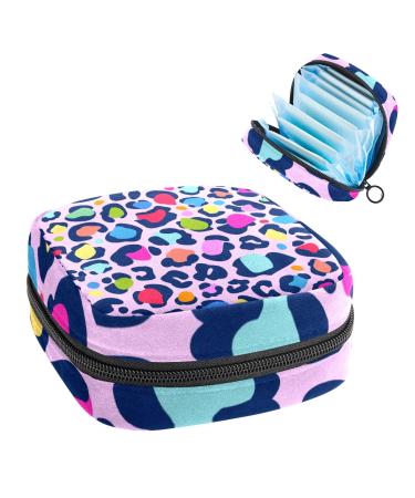 Sanitary Napkin Storage Bag Colorful Leopard Print Menstrual Cup Pouch Nursing Pad Holder Tampon Bags Feminine Product Pouches Portable Period Kit Bag Color 4