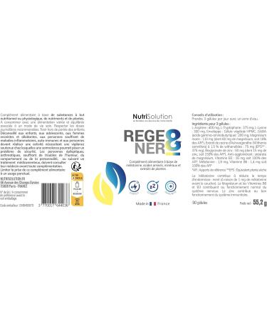 Nutrisolution - Regener8 - Compl ment Alimentaire Anti- ge pour Lutter contre le Stress et Favoriser Sommeil & Immunit - M latonine Acides Amin s Extraits de Plantes - Made in France - 90 g lules 1 - Buy Online on GoSupps.com