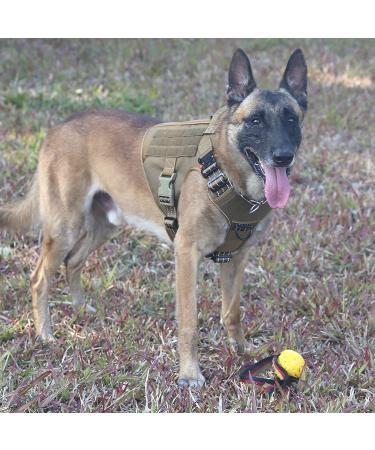 Icefang Tactical Dog Harness - Large, Reflective Brown - 2X Metal Buckle, MOLLE Vest with Handle, Front Leash Clip - No Pulling, Hook and Loop Panel - Best for Working Dogs - Buy Online on GoSupps.com