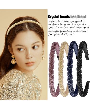 4-Piece Beaded Headbands: Crystal, Pearl, Rhinestone Hair Accessories for Women Classic Colors - Buy Online on GoSupps.com