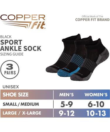 Copper Fit Ankle Length Sport Socks - Large/X-Large Black - Buy Online on GoSupps.com