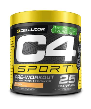 C4 Sport Pre Workout Powder - Pre Workout Energy with 3g Creatine Monohydrate + 135mg Caffeine and Beta-Alanine Performance Blend - NSF Certified for Sport | 25 Servings Mango - Buy Online on GoSupps.com