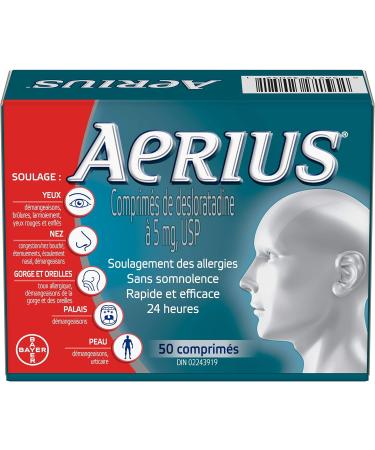 Aerius Allergy Medicine Fast Relief 24-Hour Non-Drowsy 15 Symptoms 50 Tablets - Buy Online on GoSupps.com