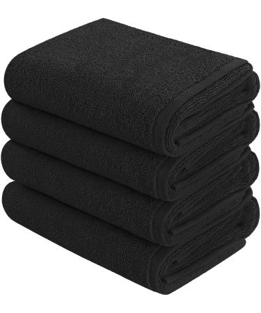 BHT Towels - 100% Cotton Towel - Set of 4 Hand Towels (Black) - Quick Dry - Absorbent - Soft - 450 GSM - Machine Washable Set of 4 Hand Towels Black