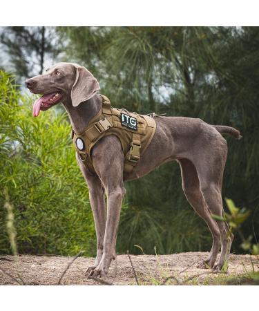 OneTigris FIRE Watcher Tactical Dog Harness - MOLLE Training Vest for Service Dogs - Durable 1000D Nylon (Small Brown) - Buy Online on GoSupps.com