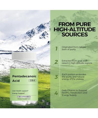 Pentadecanoic Acid C15:0 Supplement Supports Immune Health & Mitochondrial Health - 60 Capsules Green 1pcs - Buy Online on GoSupps.com