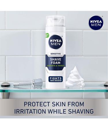 NIVEA MEN Sensitive Shave Foam 6 Pack - Soothing Chamomile & Witch Hazel Extracts - Buy Online on GoSupps.com