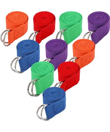 10 Pcs Yoga Strap 6Ft Exercise Stretch Bands for Flexibility with Adjustable Metal D Ring Buckle Loop Stretch Strap Non Elastic Yoga Belt Yoga Exercise Adjustable Straps for Pilates Fitness Workouts