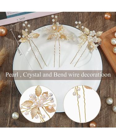 6-Piece Wedding Pearl Hair Pins | Bridal Leaf Headpiece for Women & Girls | Pearl Hair Flower Clips Accessories - Buy Online on GoSupps.com