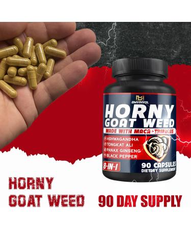 BMVINVOL Horny Goat Weed for Men - Extra Strength Supplement with Maca Ginseng Tribulus Terrestris Ashwagandha - 90 Capsules - Buy Online on GoSupps.com