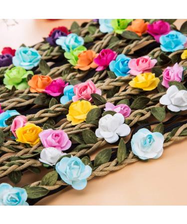 Buy Candygirl 12-Piece Multi-Colored Flower Headbands | Bohemian Wedding Crowns for Women & Girls - Perfect for Beach Parties & Events - Buy Online on GoSupps.com