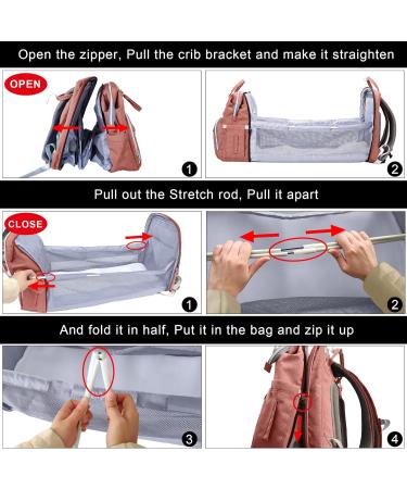 SndMor Wrap Bag Backpack - Multifunctional Diaper Bag with Bed Function Stroller Hook Coral Pink | Ideal for Moms & Dads - Buy Online on GoSupps.com