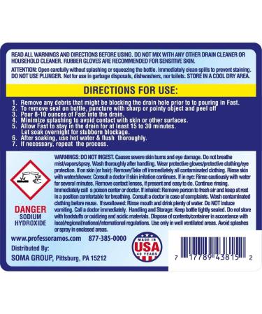Professor Amos Superfast Drain Cleaner 2 Pack - Dissolve Hair, Grease, Food & Build Up Fast - 8-12 Applications - Buy Online on GoSupps.com