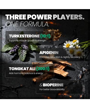 Turkesterone Supplement for Men with Tongkat Ali for Men 200:1 (60 Capsules) - Longjack Supplement 1% Eurycomanone - Apigenin-Ajuga Trukestanica Muscle Builder for Optimized Performance & Workout - Buy Online on GoSupps.com